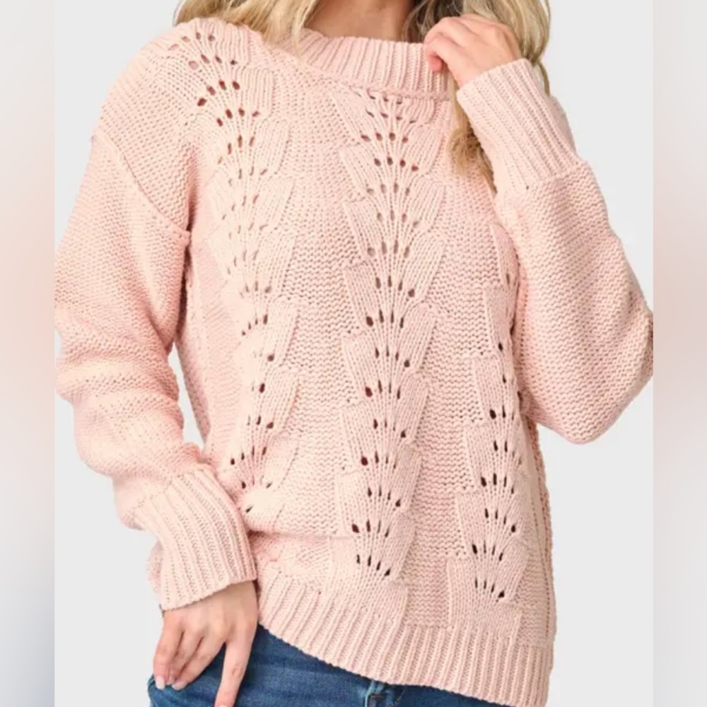 Gibsonlook blush scallop stitch sweater